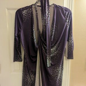 Lularoe Michelle Wrap Dress Size Medium Purple with Silver
